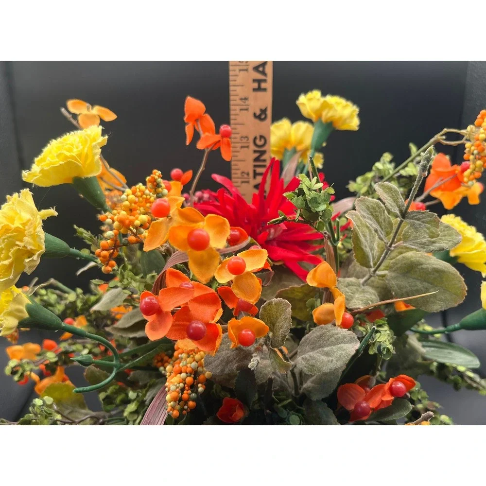 Burnt Orange Vase Faux Flower Arrangement‎ 13